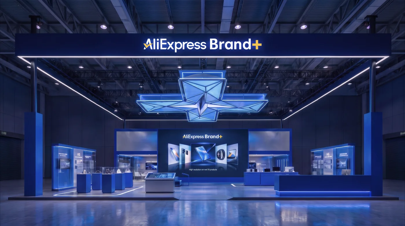 Brand+ 展台正面设计渲染